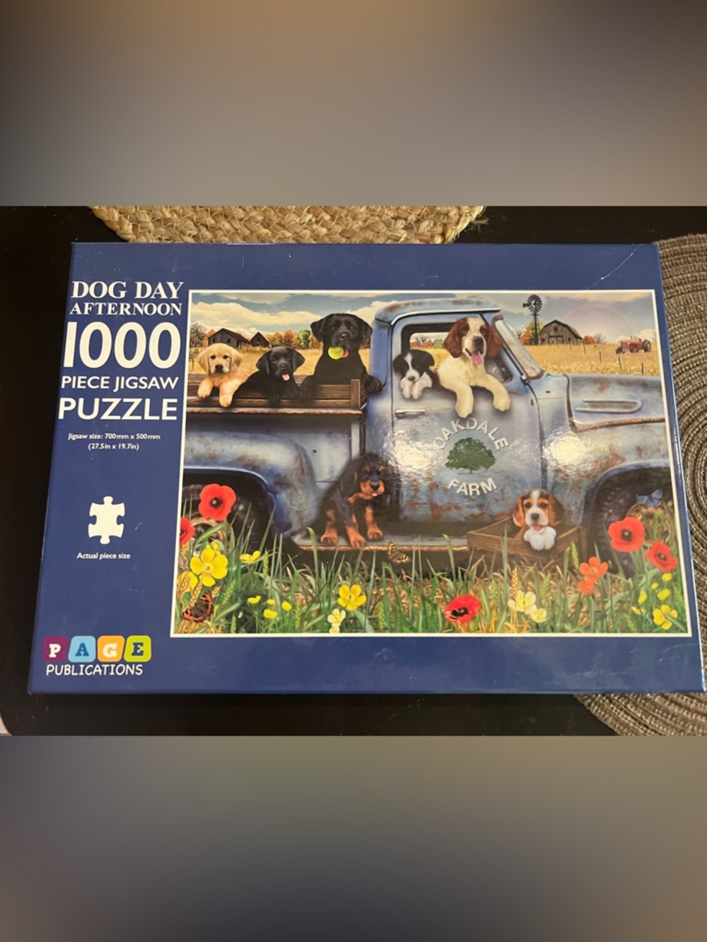 Dog Day Afternoon 1000-Piece Puzzle - Blue Truck with Puppies
